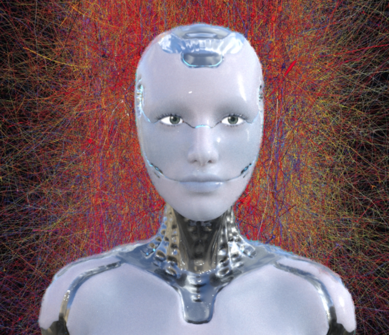 Cyborg with neuron background